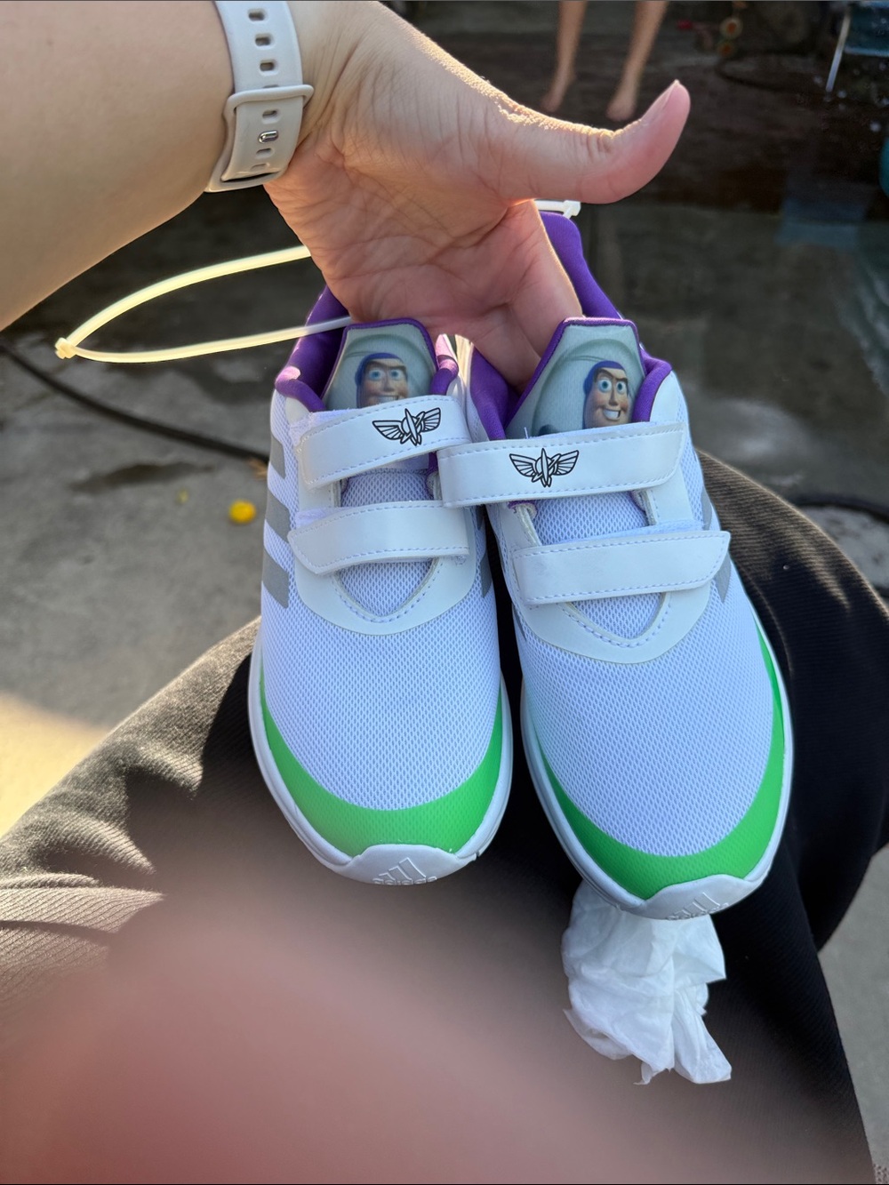 adidas Originals Kids White, Green & Purple Slip-On Sneakers